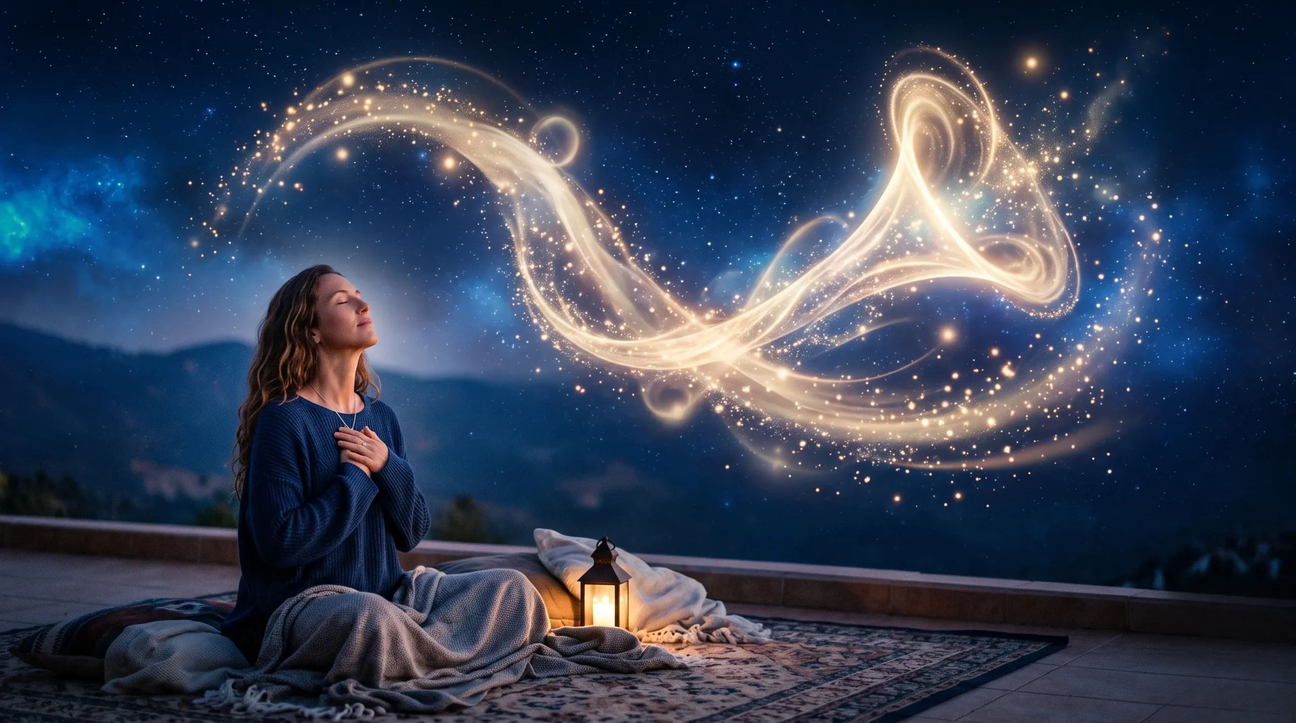 Forme lumineuse évoquant la trompette de l'ange Gabriel pour transmettre des messages divins.