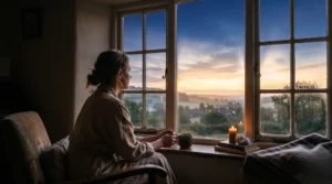 Lumière de l'aube symbolisant l'éveil spirituel lors d'un réveil à 5h du matin.