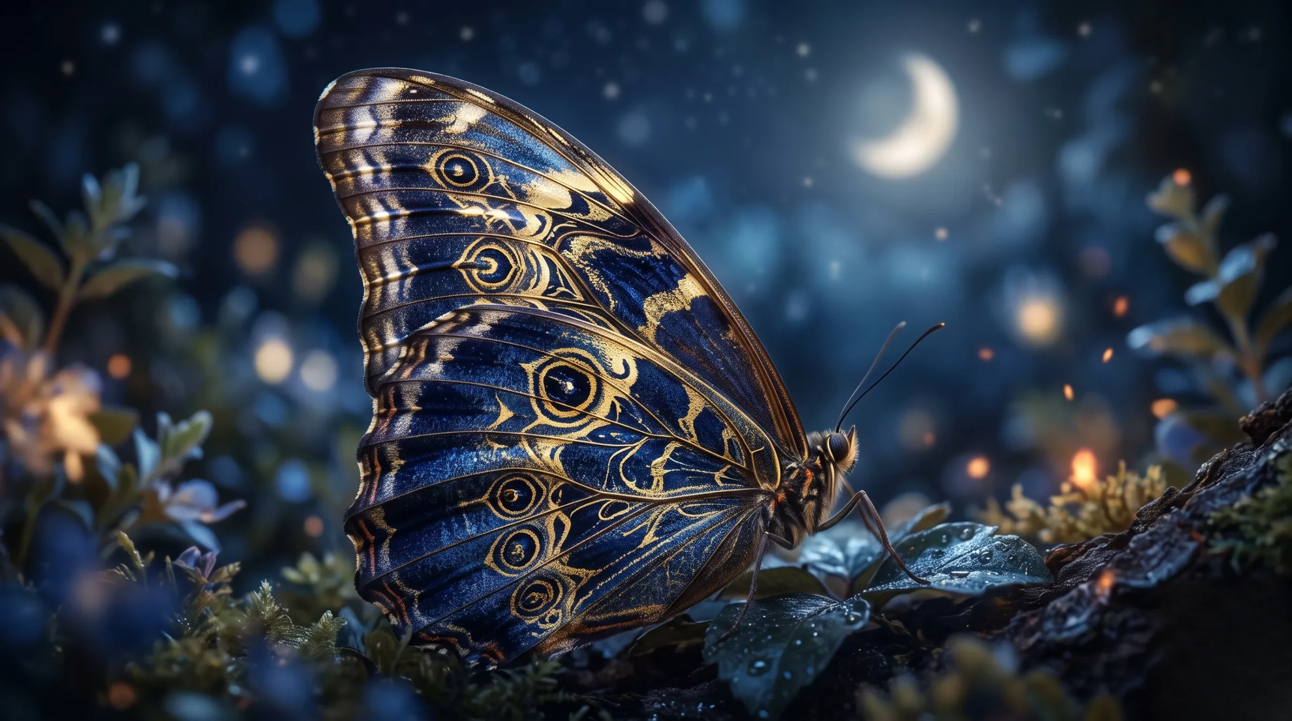 Détail d'aile de papillon aux reflets dorés pour illustrer les étapes de la transformation. Papillon symbolisme