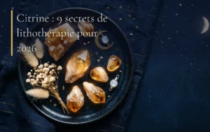 Des pierres de citrine aux reflets dorés illuminées par une douce lumière céleste pour la lithothérapie