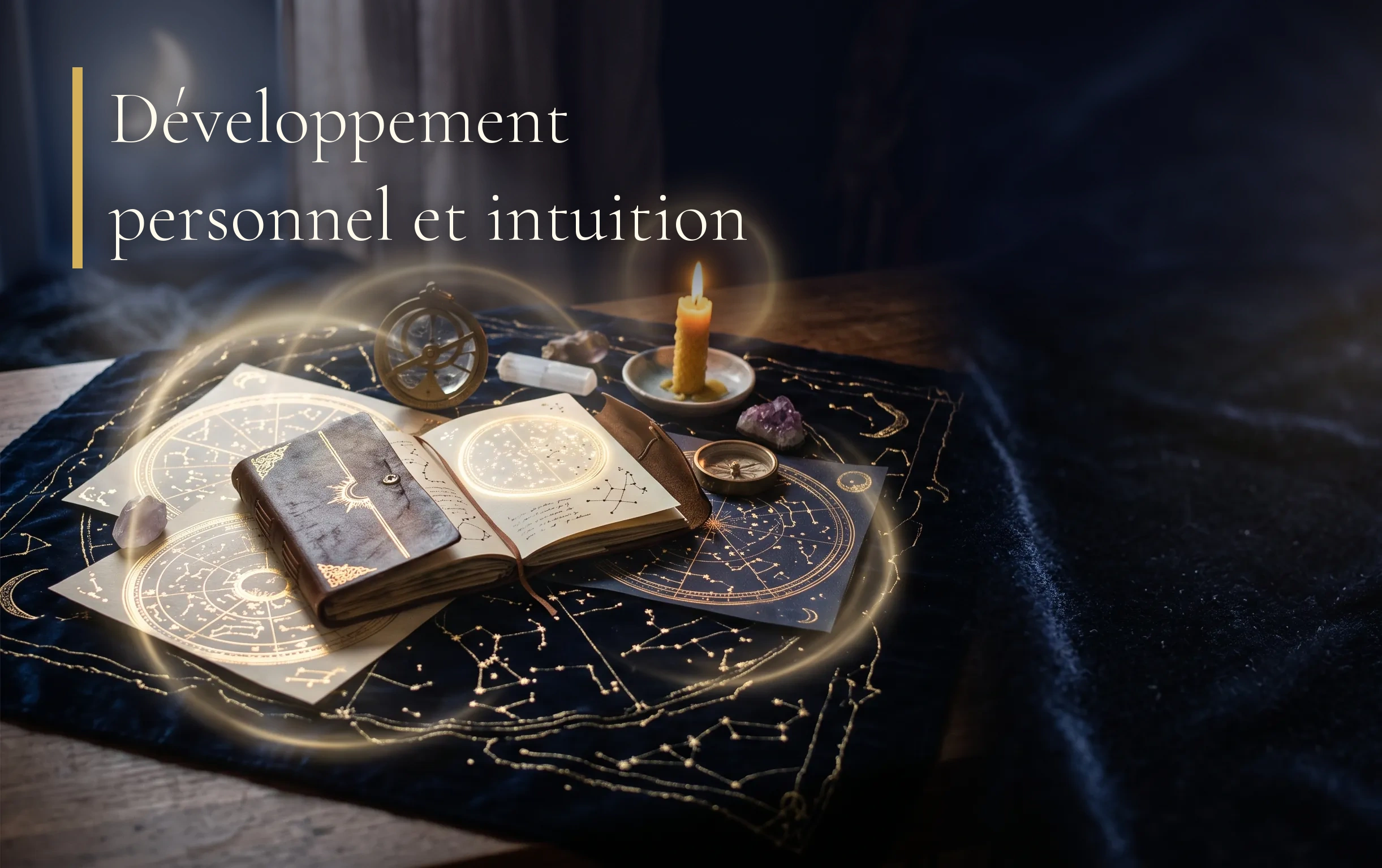 Des cartes stellaires dorées illuminent ce concept de développement personnel et d intuition